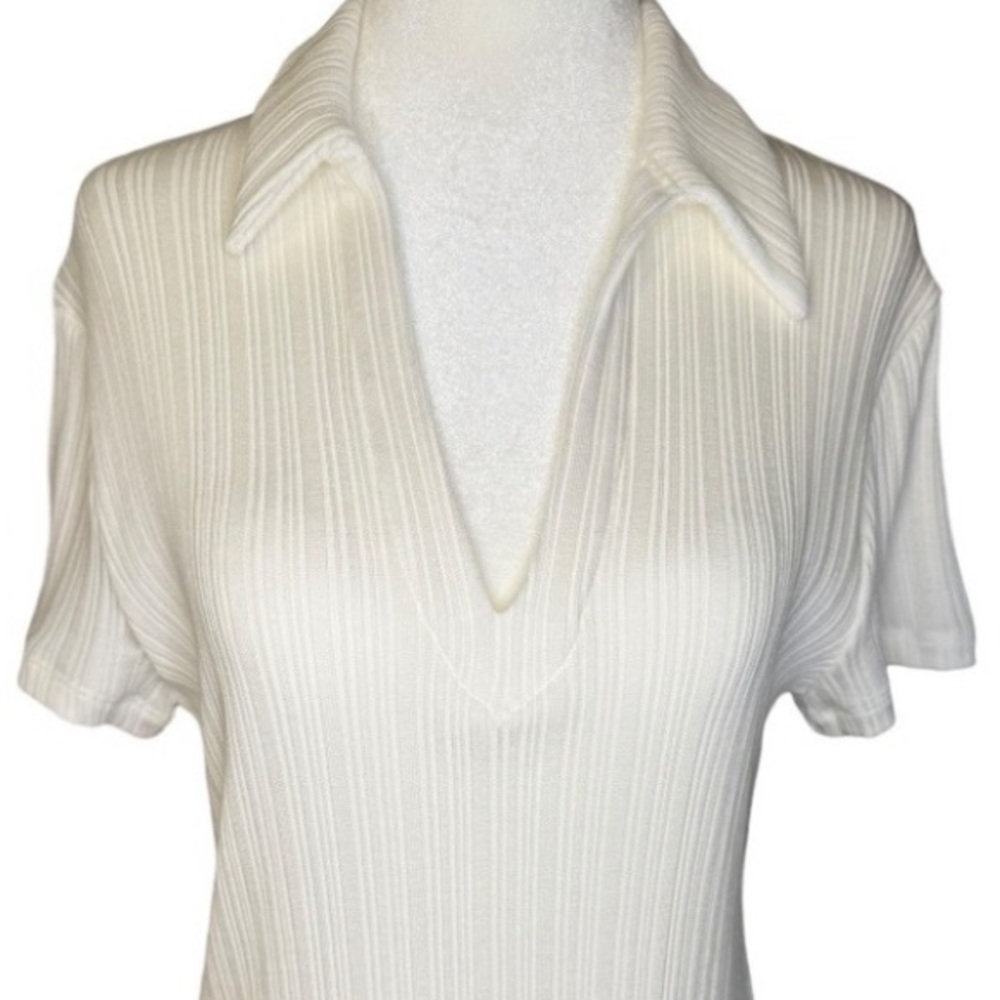 Madewell Cream Ribbed V-Neck Blouse